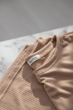 Piżama damska dwuczęściowa krótki rękaw długa nogawka clementine beżowa