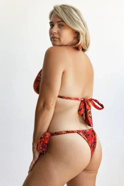 Tie Flora- dół od bikini wiązany wycięty print